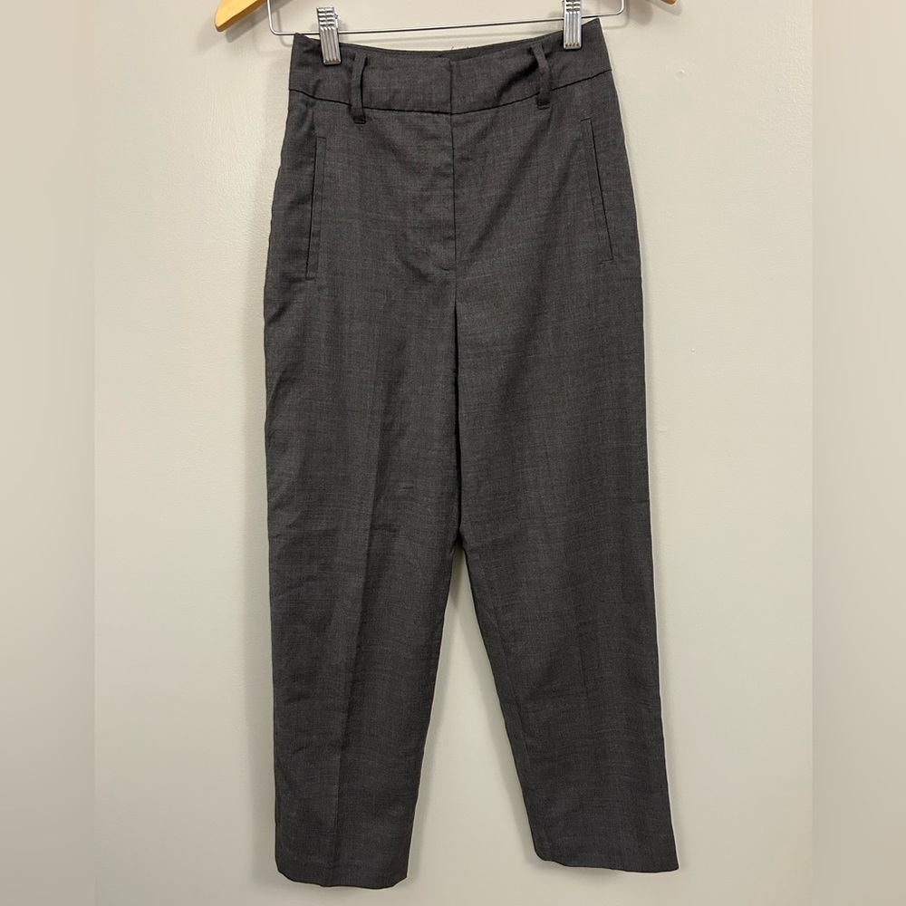Aritzia Wilfred Charcoal Trousers Women’s Size 0 Plaid Wool Blend